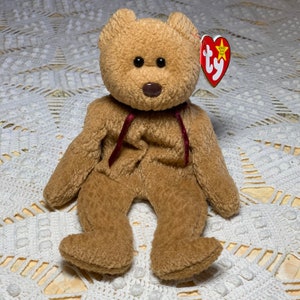 Vintage 1996 Ty Original Beanie Babies Curly the Bear with Curly Hair