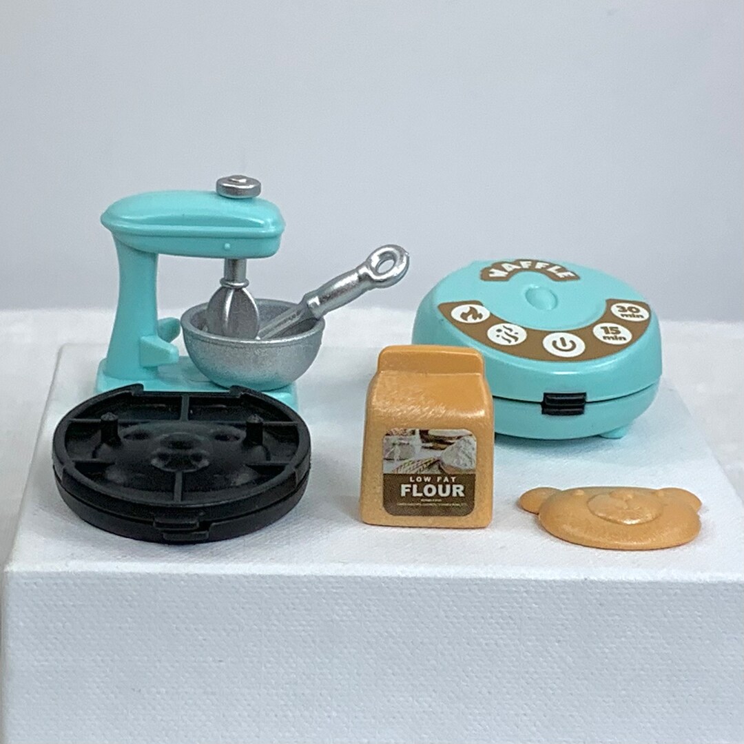 Miniature Kitchen Set Stand Mixer, Waffle Maker, Plates, Waffle Mix