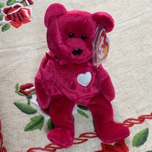 Rare Vintage 1998 TY Beanie Baby Valentina the Love Bear w/Tag Errors