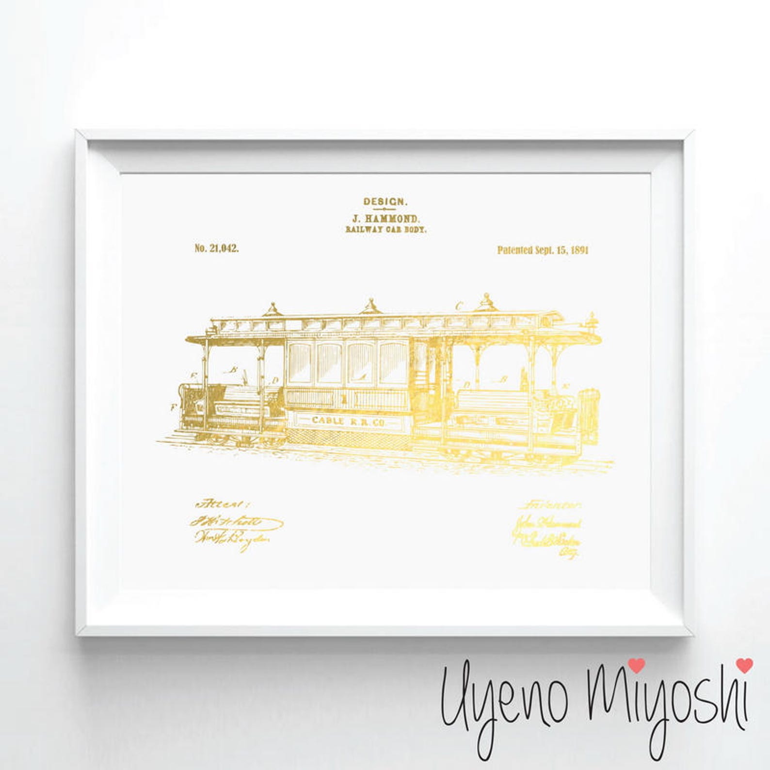 Cable Car Gold Foil Print San Francisco Cable Car Patent | Etsy