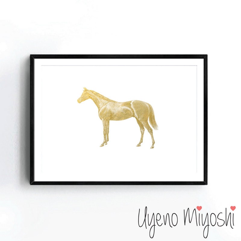 Horse Gold Foil Print Gold Print Custom Print in Gold Etsy