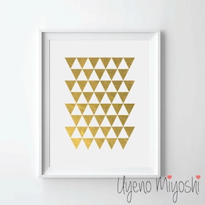 Geometric Triangle Gold Foil Print, Gold Print, Custom Print in Gold, Illustration Art Print, Triangle Shape Gold Foil Art Print