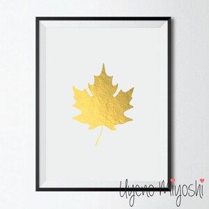 Canada Maple Leaf Gold Foil Print, Gold Print, Map Custom Print in Gold, Illustration Art Print, Canada Gold Foil Art Print image 2