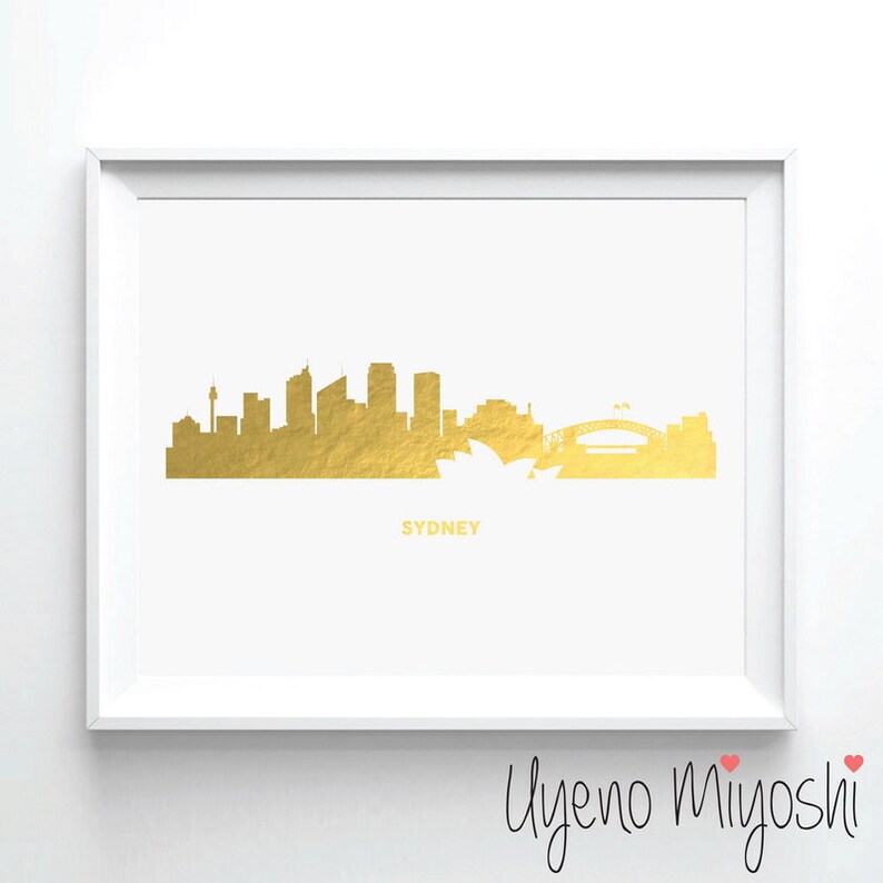 Sydney Skyline Gold Foil Print Gold Print Custom Print in Etsy