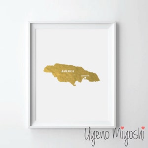 Jamaica Map Gold Foil Print, Map Gold Print, Jamaica City Map, City Skyline Art Print, Jamaica Map Gold Foil Art Print, Jamaica Map Print