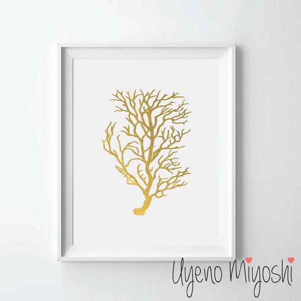 Deep Sea Coral III Gold Foil Print, Gold Print, Custom Print in Gold, Illustration Art Print, Coral Gold Foil Print, Coral Gold Print