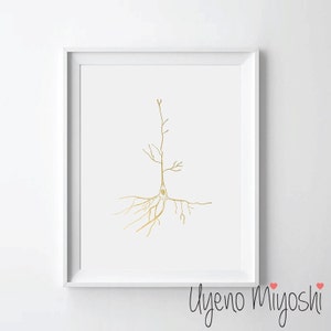 Neuron I Gold Foil Print, Neuro Science Gold Print, Neuroscience Art Print, Neuron Nerve Cell Gold Foil Art Print, Neuron Gold Print