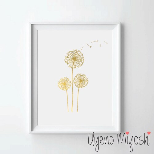 Dandelion Art Print Dandelion Wall Decor Make A Wish Etsy