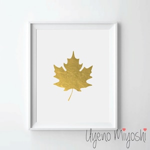 Canada Maple Leaf Gold Foil Print, Gold Print, Map Custom Print in Gold, Illustration Art Print, Canada Gold Foil Art Print image 1