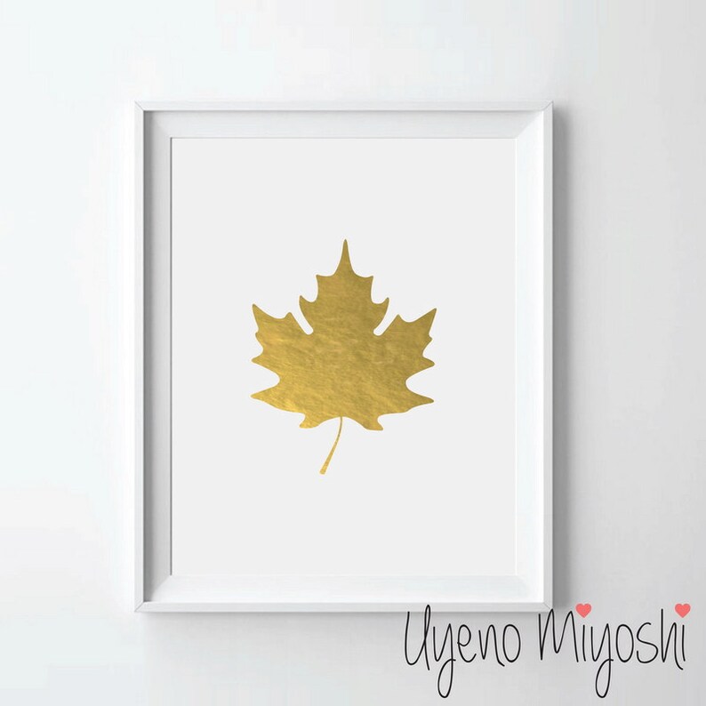 Canada Maple Leaf Gold Foil Print, Gold Print, Map Custom Print in Gold, Illustration Art Print, Canada Gold Foil Art Print image 1