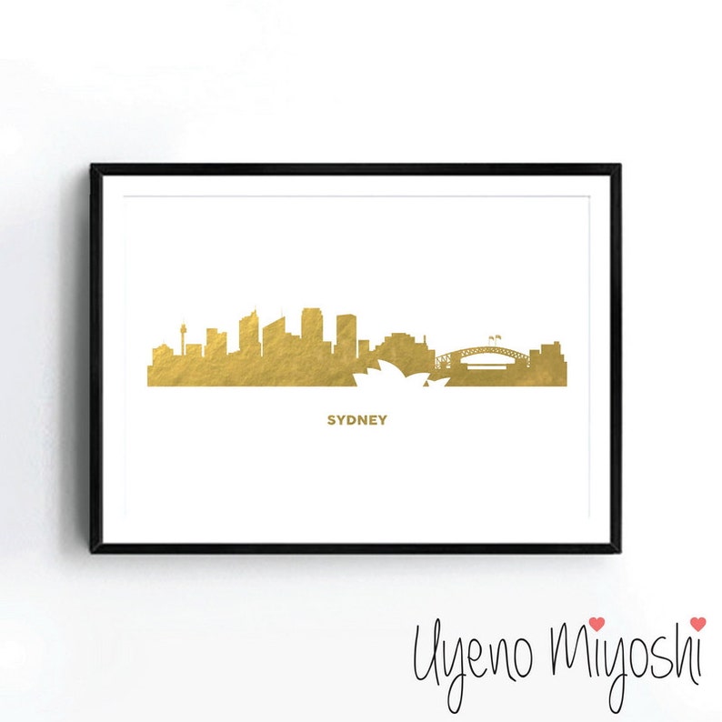 Sydney Skyline Gold Foil Print Gold Print Custom Print in Etsy