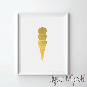 Ice Cream III Gold Foil Print, Gold Print, Custom Print in Gold, Illustration Art Print, Icecream Gold Foil Art Print