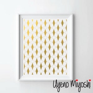 Geometric Pattern I Gold Foil Print, Gold Print, Custom Print in Gold, Gold Art Print, Geometric Shap, 3D Shape Gold Foil Art Print