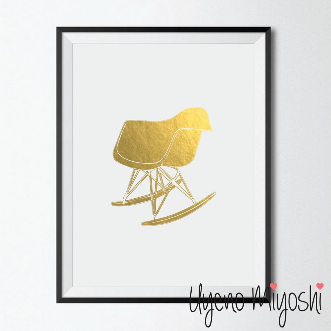 Eames Rocking Chair Gold Foil Print, Gold Print, Custom Print in Gold ...