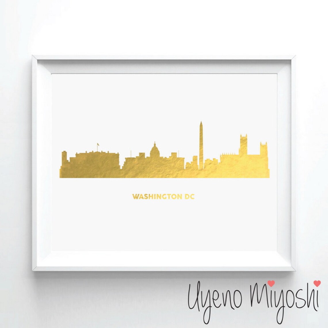 Washington DC Skyline Gold Foil Print Gold Print City Etsy