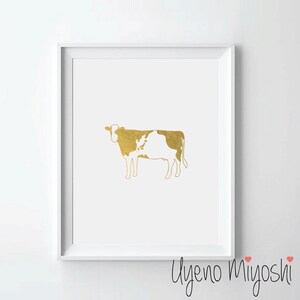 Cow II Gold Foil Print, Gold Print, Custom Print in Gold, Illustration Art Print, Animal Gold Foil Print, Gold Foil Art Print