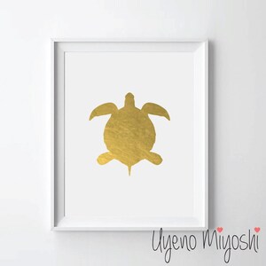 Turtle I Gold Print, Gold Print, Custom Print in Gold, Illustration Art Print, Turtle Gold Foil Art Print, Turtle Print, Turtle Art Print