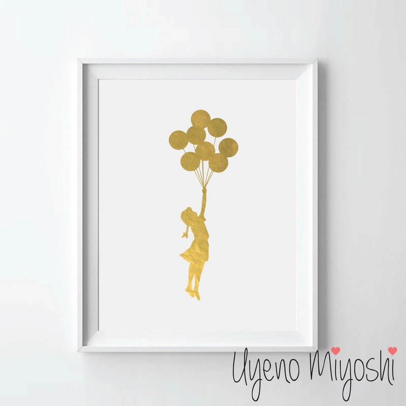 Balloon Girl I Gold Foil Print Gold Print Banksy Art Print