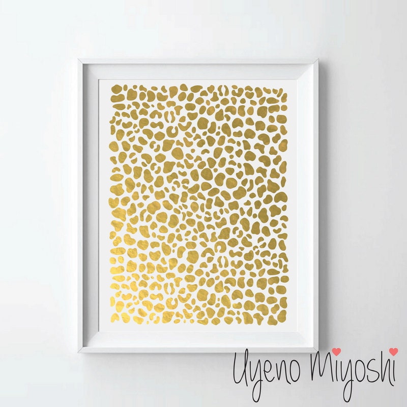 Leopard Pattern Gold Foil Print, Gold Print, Custom Quote in Gold