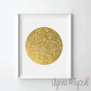 Constellation Map II Gold Foil Print, Gold Print, Gold Art Print, Constellation Map Gold Print, Gold Foil Print, Constellation Print