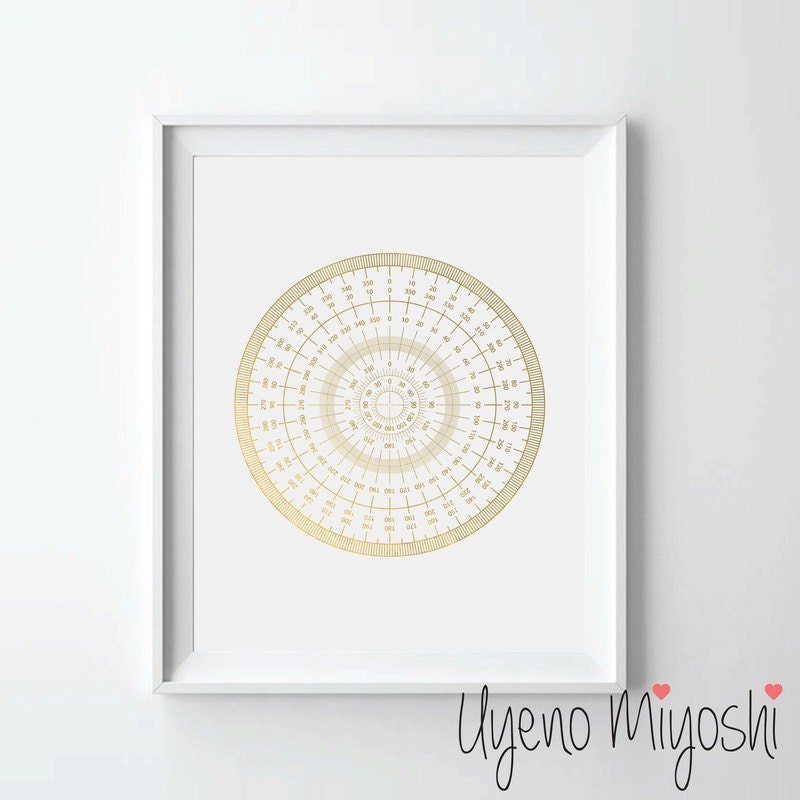 protractor gold foil print gold print custom print in gold etsy