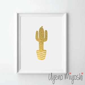 Cactus Gold Foil Print, Gold Print, Cactus Print, Cactus Gold Print, Cactus Gold Foil Art Print, Cactus Print, Cactus Plant Gold Print