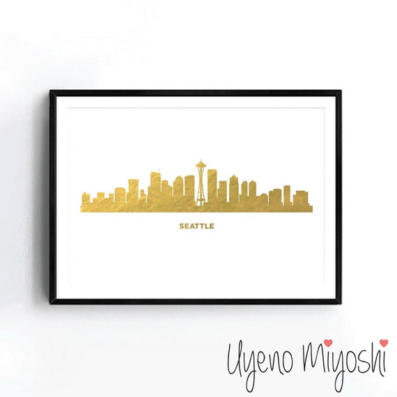 SEATTLE artwork. Skyline in gold, copper, roségold, silver. made by 4