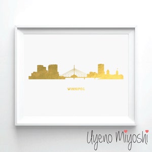 Winnipeg Skyline Gold Foil Print, Gold Print, Canada Skyline Print in Gold, Gold Art Print, Winnipeg Skyline Canada Gold Foil Art Print
