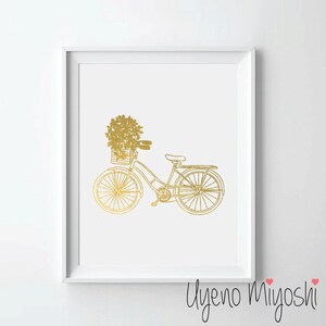 Bike Hand Sketch V Gold Foil Print, Gold Print, Custom Print in Gold, Illustration Art Print, Vintage Bike Gold Foil Art Print