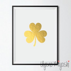 St Patrick's Day Shamrock Gold Foil Print Gold Print - Etsy