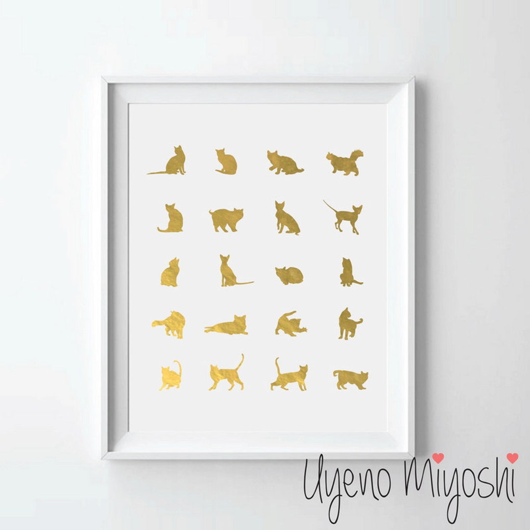 Cat Breeds Gold Foil Print, Gold Print, Custom Print in Gold ...