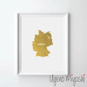 Germany Map Gold Foil Print, Gold Print, Map Custom Print in Gold, Illustration Art Print, Map of Germany Gold Foil Art Print