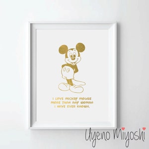 Mickey Mouse V Gold Foil Print, Gold Print, Disney Custom Print in Gold, Illustration Art Print, Disney Mickey Mouse Gold Foil Art Print