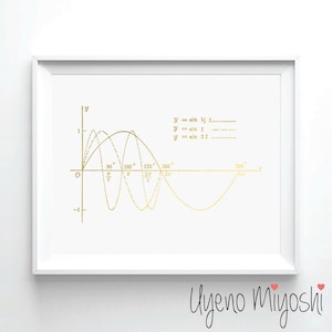 SINE Curve I Gold Foil Print, Gold Print, Sine Curve Gold Print, Art ...