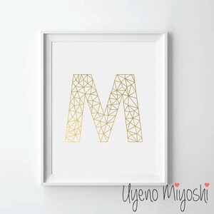 Monogram Gold Foil Print, Gold Print, Custom Name in Gold, Monogram Art Print, Custom Monogram Letter Gold Foil Art Print, Letter Gold Print
