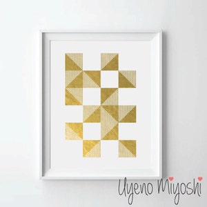 Geometric Square Gold Foil Print, Gold Print, Custom Print in Gold, Illustration Art Print, Square Shape Gold Foil Art Print