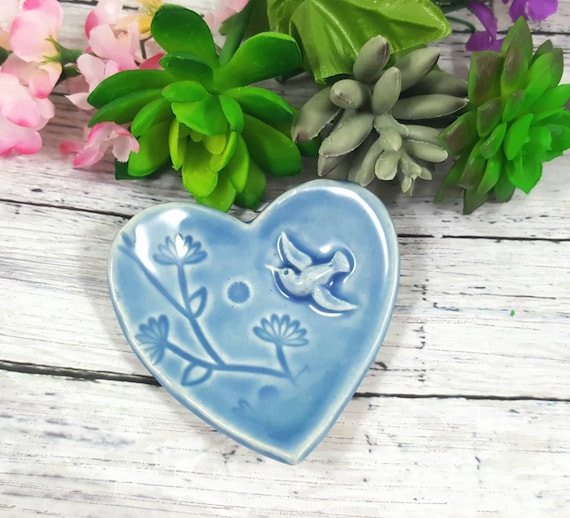 Hummingbird jewelry dish, wedding ring dish, ring dish, trinket dish, ring holder dish, heart dish, earring dish, tea bag dish, anniversary