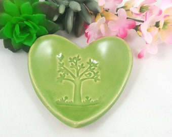 Tree jewelry dish, wedding ring dish, ring dish, trinket dish, ring holder dish, heart dish, earring dish, tea bag dish, pottery anniversary