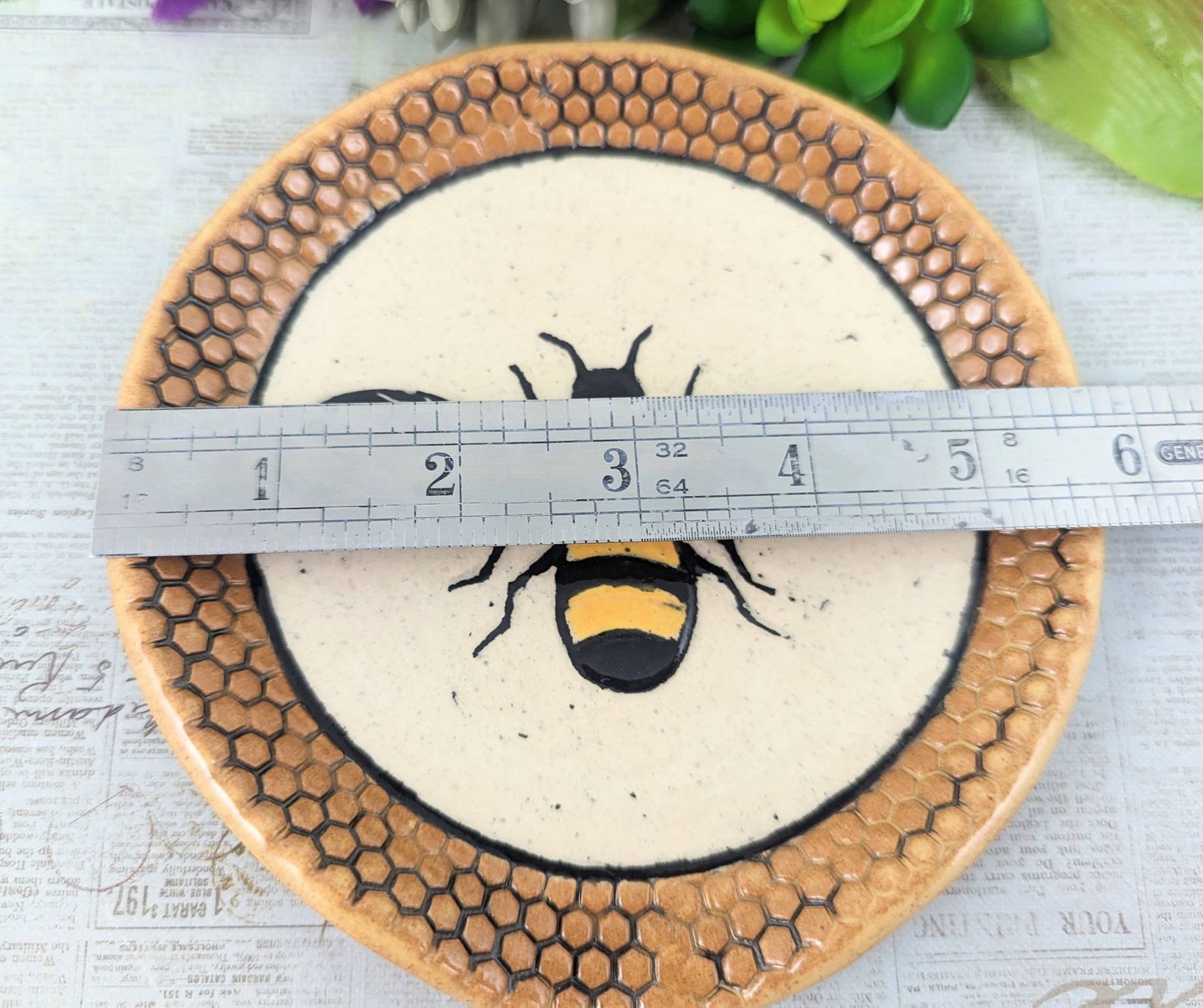 Bee Spoon Rest, Bumble Bee Spoon Rest, Sgraffito Bee Spoon Rest, Black ...