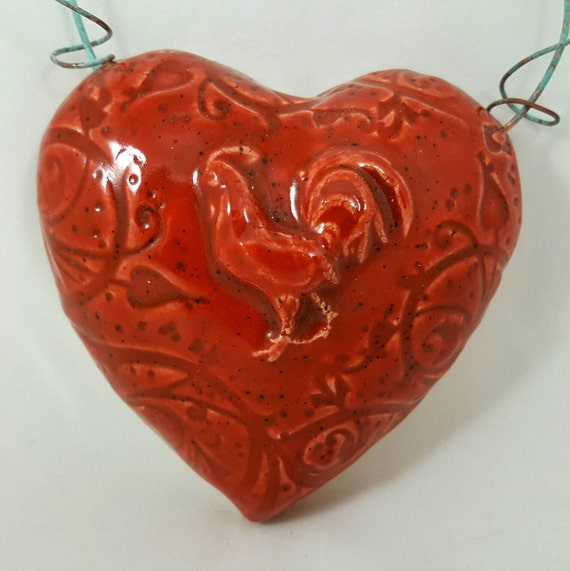 Wall heart ceramic heart ornament ceramic hearts year of Etsy