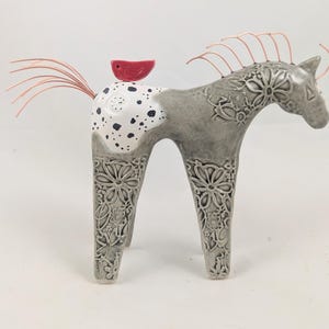 Gray appaloosa horse sculpture, spotted horse pottery, equine sculpture, horse lovers, ceramic horse figurine, pottery anniversary