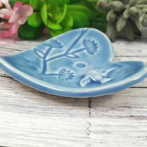 Hummingbird jewelry dish, wedding ring dish, ring dish, trinket dish, ring holder dish, heart dish, earring dish, tea bag dish, anniversary image 3