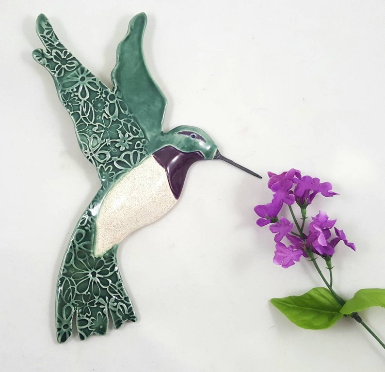 Hummingbird bird ceramic wall sculpture hummingbird wall Etsy