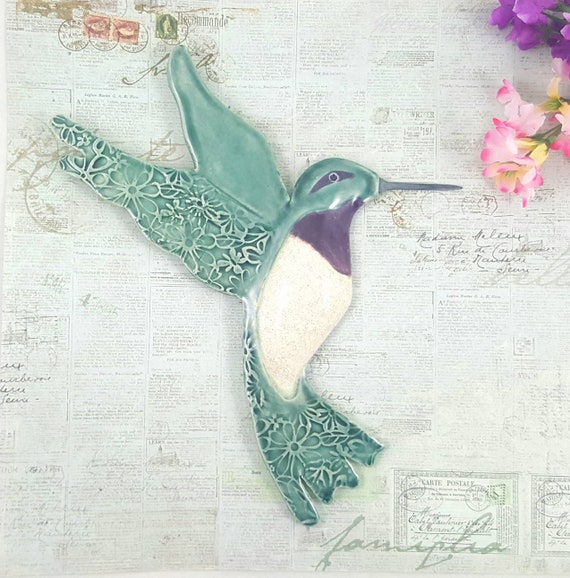 Hummingbird bird ceramic wall sculpture hummingbird wall Etsy
