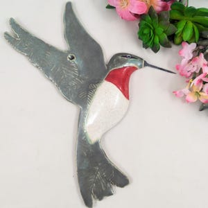 Sale, now 60% off. Hummingbird bird ceramic wall sculpture, hummingbird wall sculpture, bird lover, bird pottery anniversary gift
