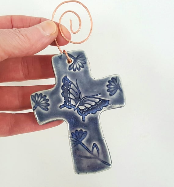 Cross, wall cross, religious ornament, nursery cross, baptism cross, butterfly cross, religious wall art, wall crosses, Easter gift