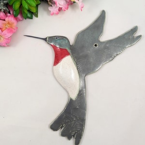 Sale, now 60% off. Hummingbird bird ceramic wall sculpture, hummingbird wall sculpture, bird lover, bird pottery anniversary gift