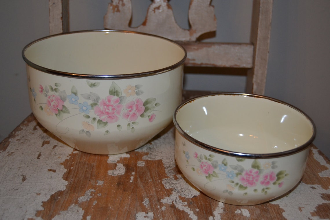 Pfaltzgraff Tea RoseEnamelwaremixing bowlsnesting Etsy