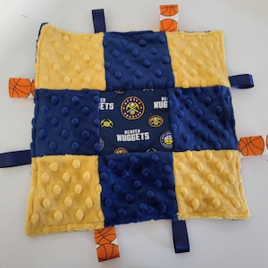 Denver Nuggets Squares Baby Tag Security Blanket