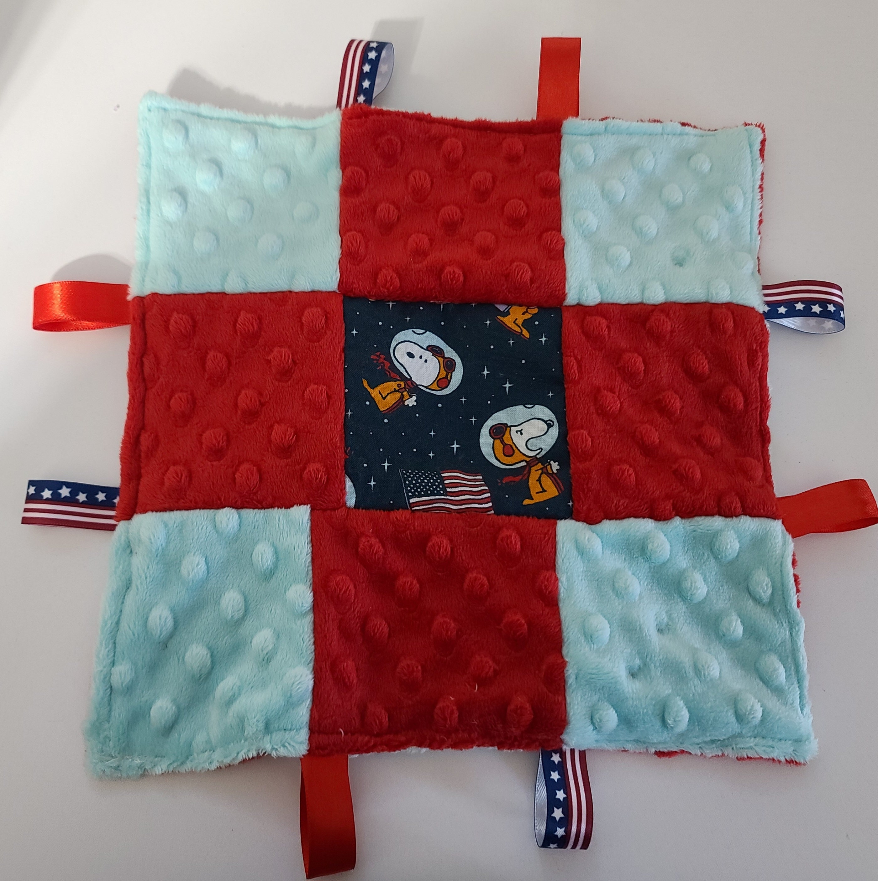 Snoopy Astronaut Squares Baby Tag Security Blanket Etsy Canada